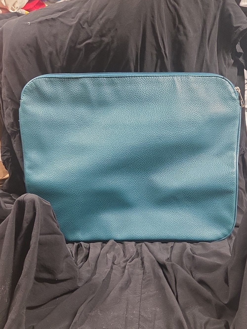 Teal Leather Laptop Sleeve - Men Bags
